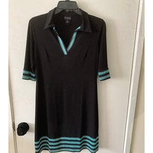 V-Cut, blouse-like dress, black & green, size 4.